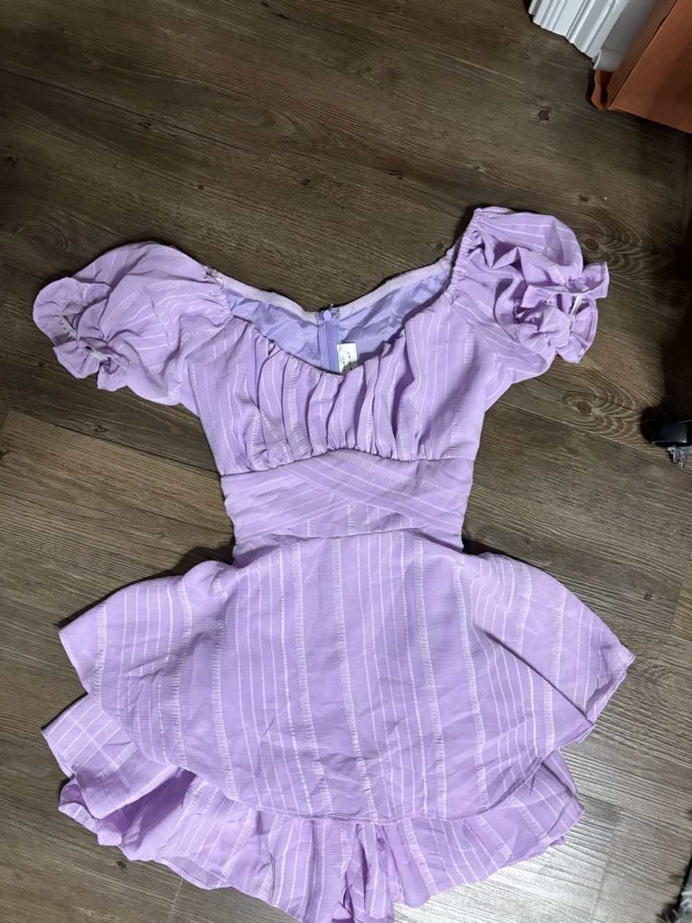 Lilac Ruffle Sleeve Dress - Dresses